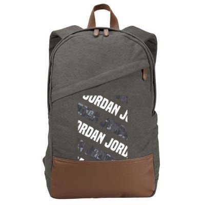 Diagonal Jordan Pattern Design Gift Grey Camouflage Print Cotton Canvas Backpack