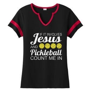 Distressed Jesus Pickleball Player Worship Church Graphic Ladies Halftime Notch Neck Tee