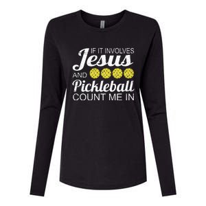 Distressed Jesus Pickleball Player Worship Church Graphic Womens Cotton Relaxed Long Sleeve T-Shirt