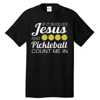 Distressed Jesus Pickleball Player Worship Church Graphic Tall T-Shirt