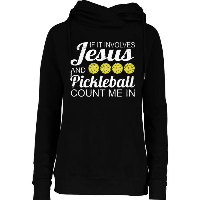 Distressed Jesus Pickleball Player Worship Church Graphic Womens Funnel Neck Pullover Hood