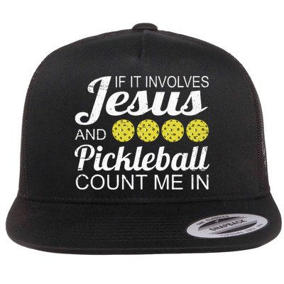 Distressed Jesus Pickleball Player Worship Church Graphic Flatbill Hat