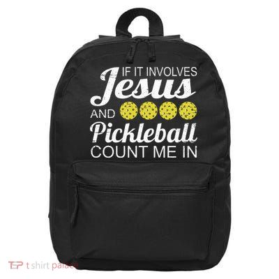 Distressed Jesus Pickleball Player Worship Church Graphic 16 in Basic Backpack
