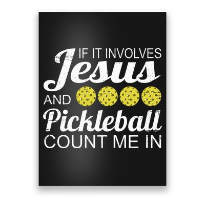 Distressed Jesus Pickleball Player Worship Church Graphic Poster