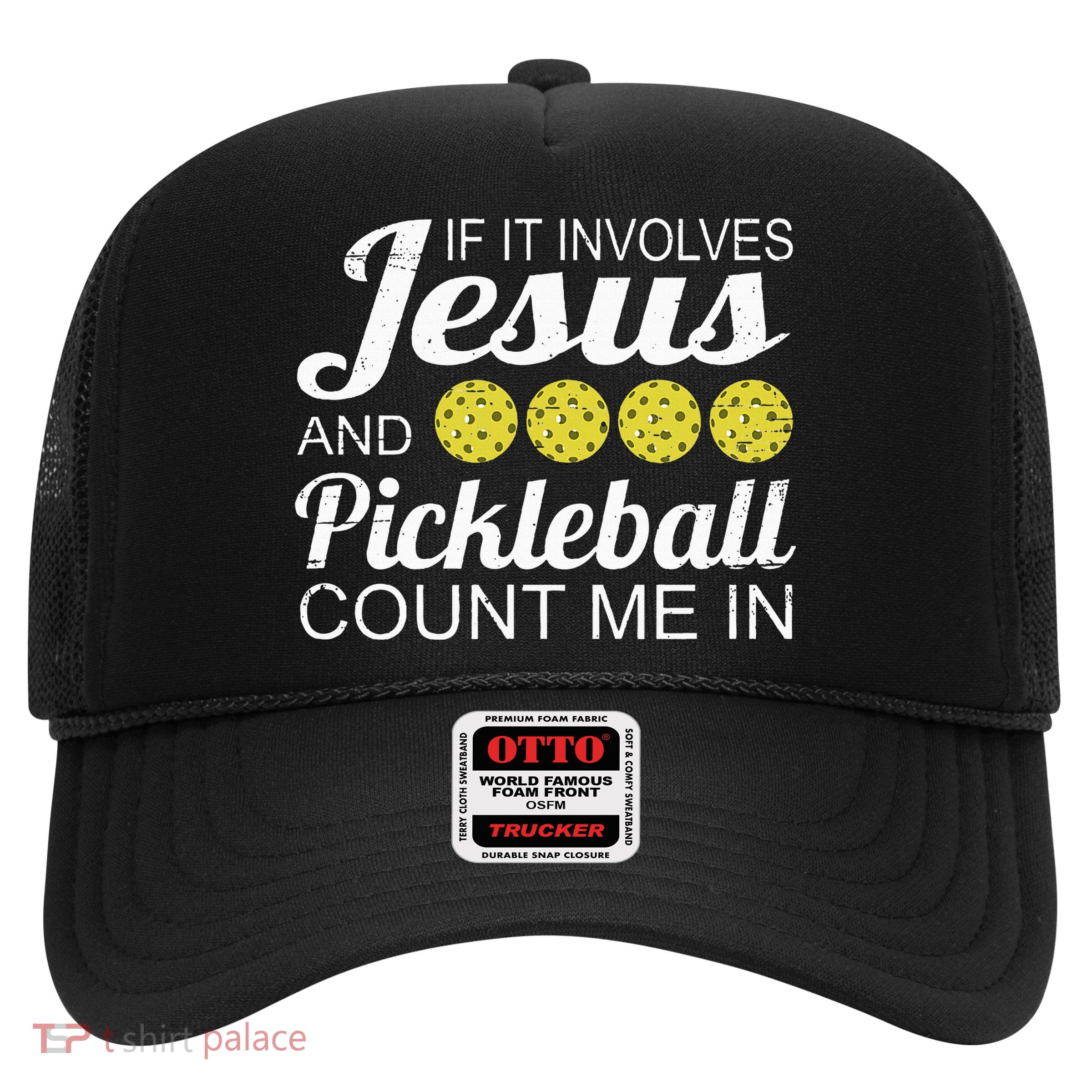 Distressed Jesus Pickleball Player Worship Church Graphic Trucker Hat