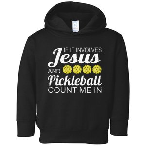 Distressed Jesus Pickleball Player Worship Church Graphic Toddler Hoodie