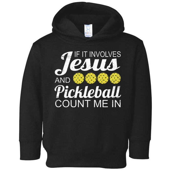 Distressed Jesus Pickleball Player Worship Church Graphic Toddler Hoodie