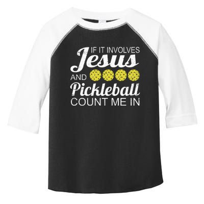 Distressed Jesus Pickleball Player Worship Church Graphic Toddler Fine Jersey T-Shirt