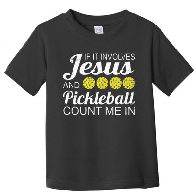 Distressed Jesus Pickleball Player Worship Church Graphic Toddler T-Shirt