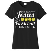 Distressed Jesus Pickleball Player Worship Church Graphic Women's T-Shirt