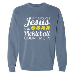 Distressed Jesus Pickleball Player Worship Church Graphic Garment-Dyed Sweatshirt