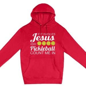 Distressed Jesus Pickleball Player Worship Church Graphic Premium Pullover Hoodie