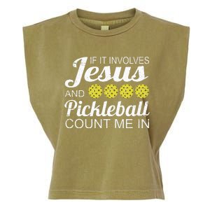 Distressed Jesus Pickleball Player Worship Church Graphic Garment-Dyed Women's Muscle Tee