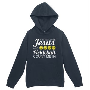 Distressed Jesus Pickleball Player Worship Church Graphic Urban Pullover Hoodie