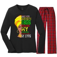 Distressed Juneteenth Queen Melanin African American Women's Long Sleeve Flannel Pajama Set 