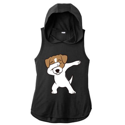 Dabbing Jack Russell Terrier Dog Dabbing Jack Russell Ladies PosiCharge Tri-Blend Wicking Draft Hoodie Tank