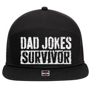 Dad Jokes Survivor Fathers Day 7 Panel Mesh Trucker Snapback Hat