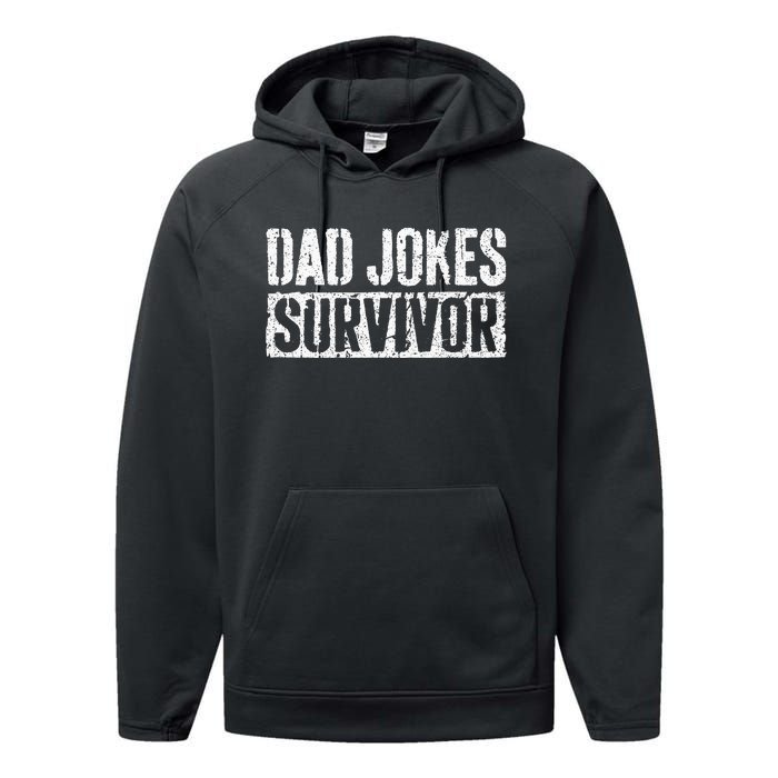 Dad Jokes Survivor Fathers Day Performance Fleece Hoodie