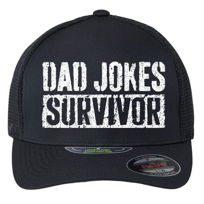 Dad Jokes Survivor Fathers Day Flexfit Unipanel Trucker Cap