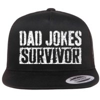 Dad Jokes Survivor Fathers Day Flat Bill Trucker Hat