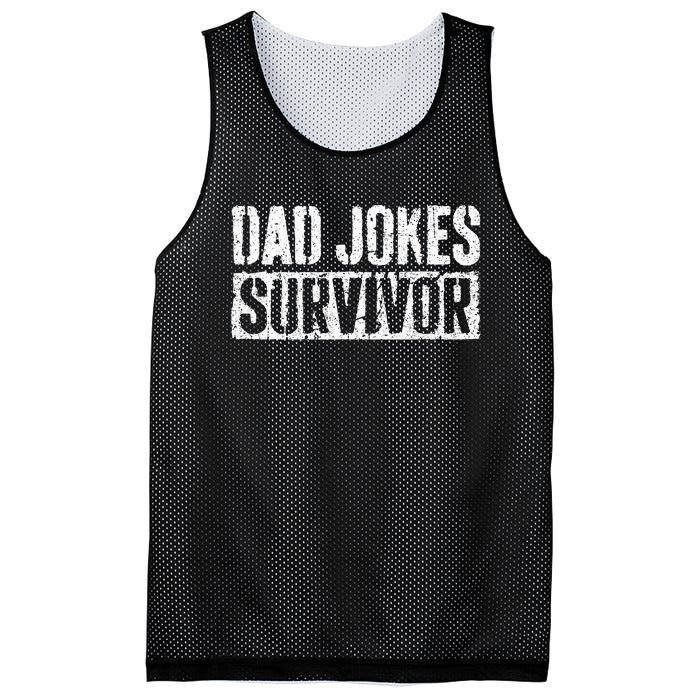 Dad Jokes Survivor Fathers Day Mesh Reversible Basketball Jersey Tank