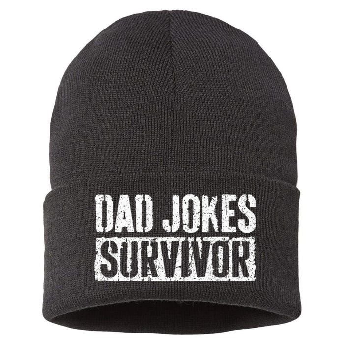 Dad Jokes Survivor Fathers Day Sustainable Knit Beanie