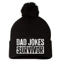 Dad Jokes Survivor Fathers Day Pom Pom 12in Knit Beanie