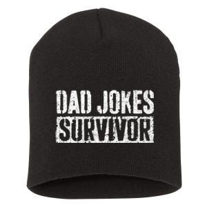 Dad Jokes Survivor Fathers Day Short Acrylic Beanie