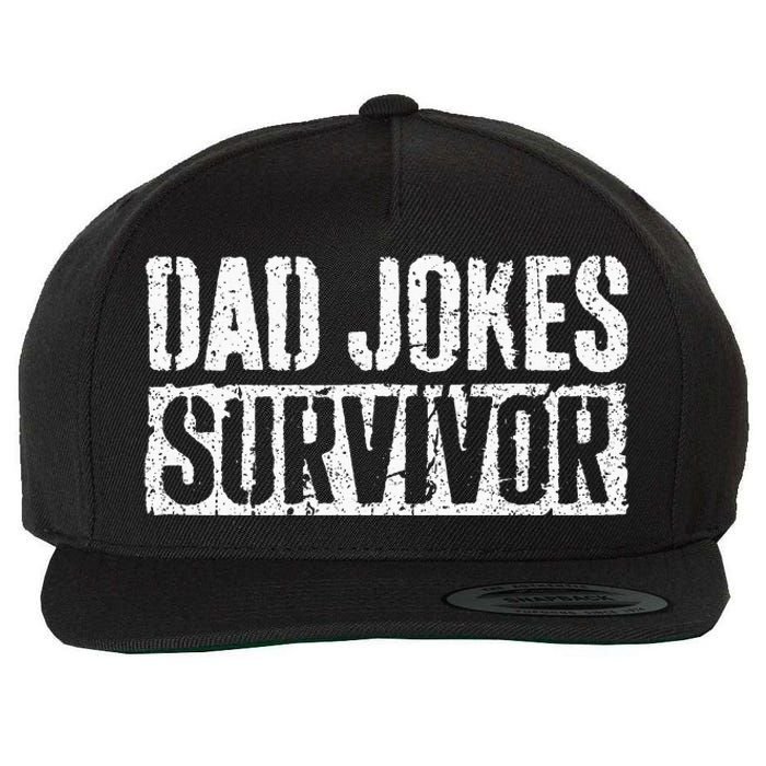 Dad Jokes Survivor Fathers Day Wool Snapback Cap