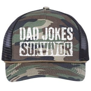 Dad Jokes Survivor Fathers Day Retro Rope Trucker Hat Cap