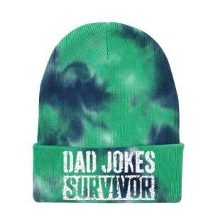 Dad Jokes Survivor Fathers Day Tie Dye 12in Knit Beanie