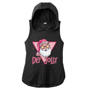 Def Jolly Santa Claus Merry Christmas Xmas Pajamas Holiday Ladies PosiCharge Tri-Blend Wicking Draft Hoodie Tank