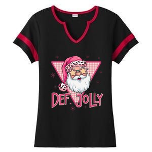 Def Jolly Santa Claus Merry Christmas Xmas Pajamas Holiday Ladies Halftime Notch Neck Tee