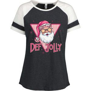 Def Jolly Santa Claus Merry Christmas Xmas Pajamas Holiday Enza Ladies Jersey Colorblock Tee