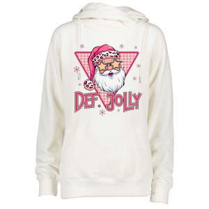 Def Jolly Santa Claus Merry Christmas Xmas Pajamas Holiday Womens Funnel Neck Pullover Hood