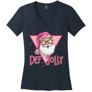 Def Jolly Santa Claus Merry Christmas Xmas Pajamas Holiday Women's V-Neck T-Shirt