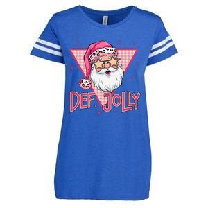 Def Jolly Santa Claus Merry Christmas Xmas Pajamas Holiday Enza Ladies Jersey Football T-Shirt