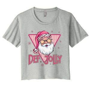 Def Jolly Santa Claus Merry Christmas Xmas Pajamas Holiday Women's Crop Top Tee