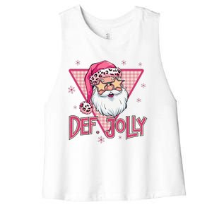 Def Jolly Santa Claus Merry Christmas Xmas Pajamas Holiday Women's Racerback Cropped Tank