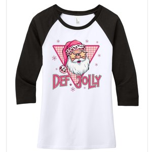 Def Jolly Santa Claus Merry Christmas Xmas Pajamas Holiday Women's Tri-Blend 3/4-Sleeve Raglan Shirt