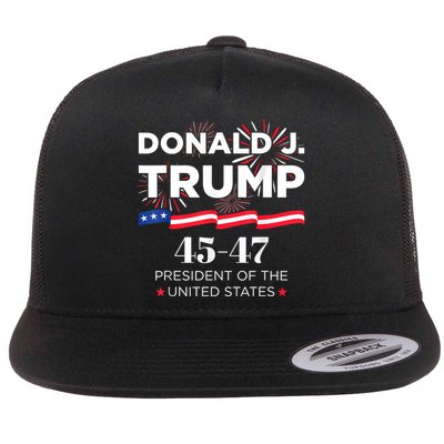 Donald J. Trump 45 47 President Inauguration Day 2025 Flat Bill Trucker Hat