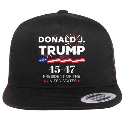 Donald J. Trump 45 47 President Inauguration Day 2025 Flat Bill Trucker Hat