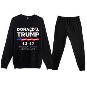 Donald J. Trump 45 47 President Inauguration Day 2025 Premium Crewneck Sweatsuit Set