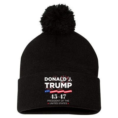 Donald J. Trump 45 47 President Inauguration Day 2025 Pom Pom 12in Knit Beanie