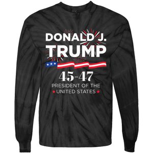 Donald J. Trump 45 47 President Inauguration Day 2025 Tie-Dye Long Sleeve Shirt