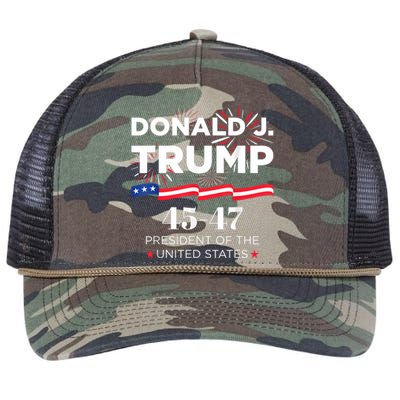 Donald J. Trump 45 47 President Inauguration Day 2025 Retro Rope Trucker Hat Cap