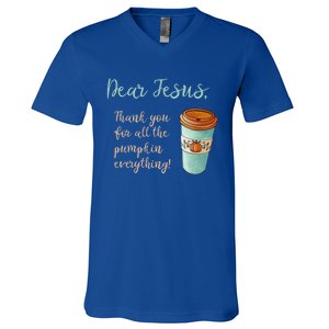 Dear Jesus Thank You For Pumpkin Spice Everything Christian Gift V-Neck T-Shirt