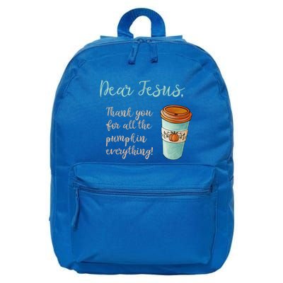 Dear Jesus Thank You For Pumpkin Spice Everything Christian Gift 16 in Basic Backpack