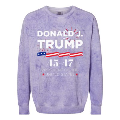 Donald J. Trump 45 47 President Inauguration Day 2025 Colorblast Crewneck Sweatshirt