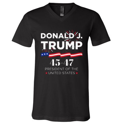 Donald J. Trump 45 47 President Inauguration Day 2025 V-Neck T-Shirt